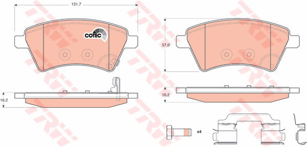 Kit de plaquettes de frein, frein à disque COTEC