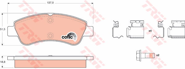 Kit de plaquettes de frein, frein à disque COTEC