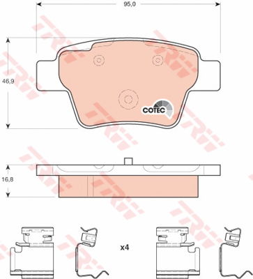 Kit de plaquettes de frein, frein à disque COTEC