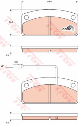 Kit de plaquettes de frein, frein à disque COTEC