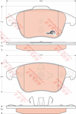 Kit de plaquettes de frein, frein à disque COTEC