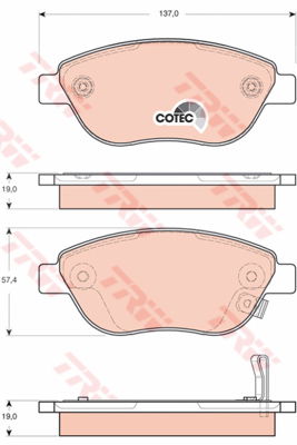 Kit de plaquettes de frein, frein à disque COTEC