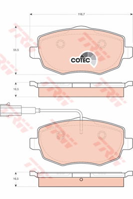 Kit de plaquettes de frein, frein à disque COTEC