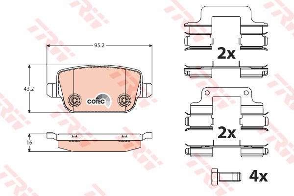 Kit de plaquettes de frein, frein à disque COTEC