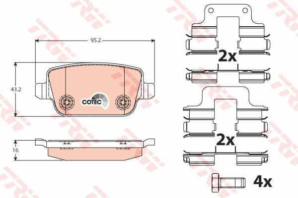 Kit de plaquettes de frein, frein à disque COTEC