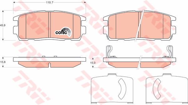 Kit de plaquettes de frein, frein à disque COTEC