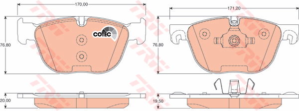 Kit de plaquettes de frein, frein à disque COTEC