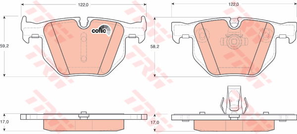 Kit de plaquettes de frein, frein à disque COTEC