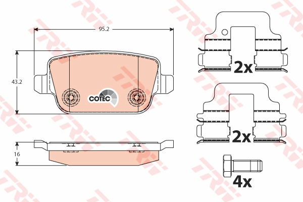 Kit de plaquettes de frein, frein à disque COTEC