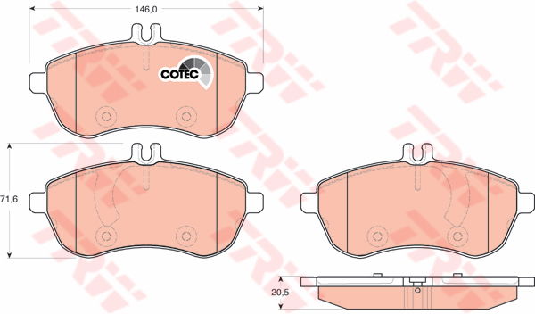 Kit de plaquettes de frein, frein à disque COTEC