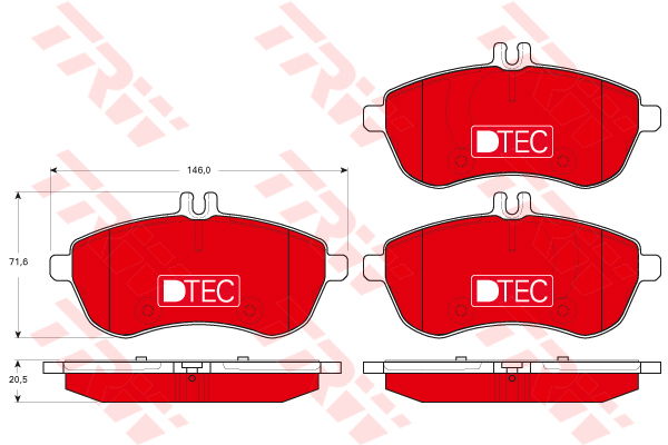 Kit de plaquettes de frein, frein à disque DTEC COTEC