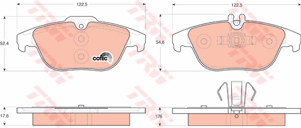 Kit de plaquettes de frein, frein à disque COTEC