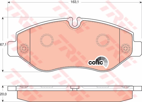 Kit de plaquettes de frein, frein à disque COTEC