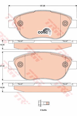 Kit de plaquettes de frein, frein à disque COTEC