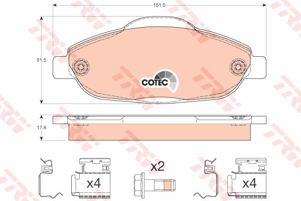 Kit de plaquettes de frein, frein à disque COTEC