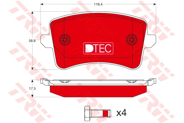 Kit de plaquettes de frein, frein à disque DTEC COTEC