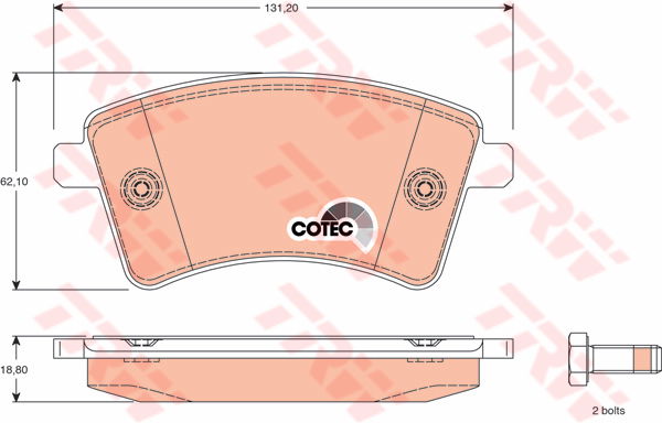 Kit de plaquettes de frein, frein à disque COTEC