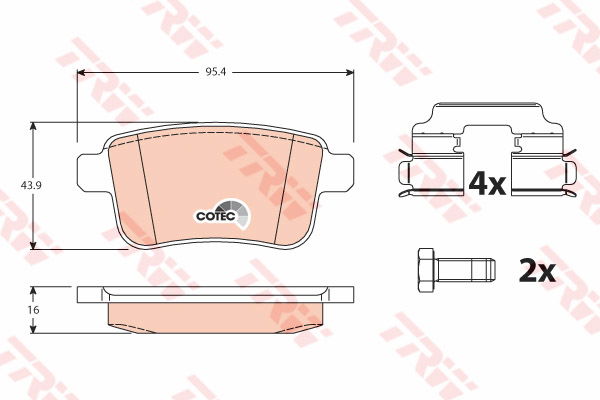 Kit de plaquettes de frein, frein à disque COTEC