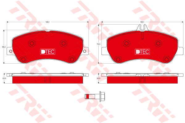 Kit de plaquettes de frein, frein à disque DTEC COTEC