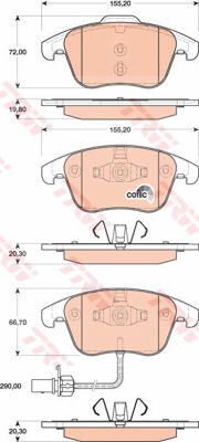 Kit de plaquettes de frein, frein à disque COTEC