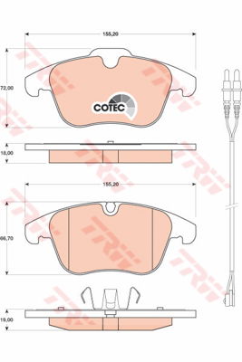 Kit de plaquettes de frein, frein à disque COTEC