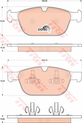 Kit de plaquettes de frein, frein à disque COTEC