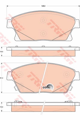 Kit de plaquettes de frein, frein à disque COTEC