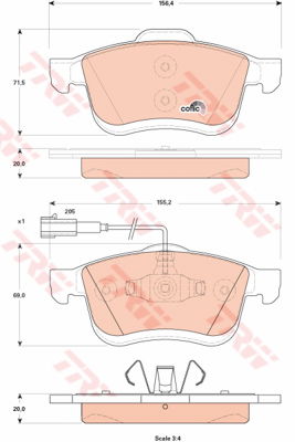 Kit de plaquettes de frein, frein à disque COTEC