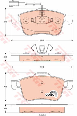 Kit de plaquettes de frein, frein à disque COTEC