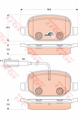 Kit de plaquettes de frein, frein à disque COTEC