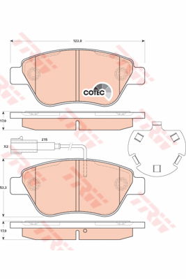 Kit de plaquettes de frein, frein à disque COTEC