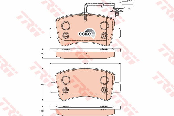 Kit de plaquettes de frein, frein à disque COTEC