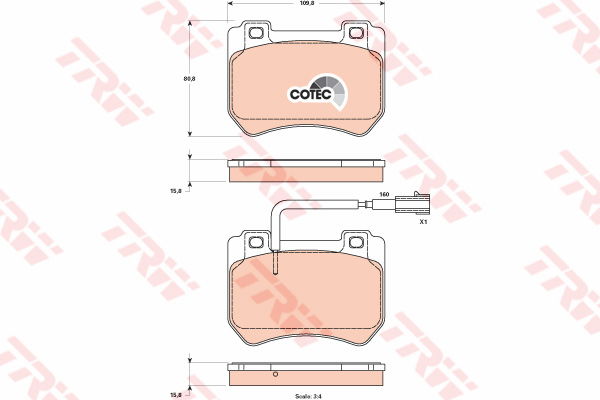 Kit de plaquettes de frein, frein à disque COTEC