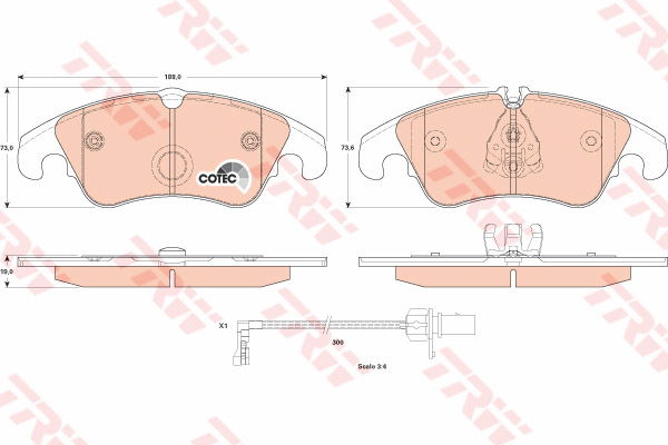 Kit de plaquettes de frein, frein à disque COTEC