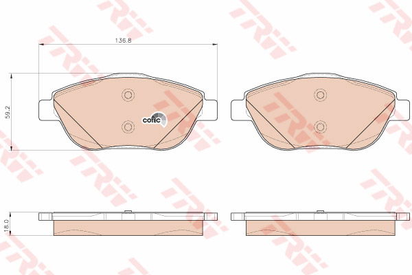 Kit de plaquettes de frein, frein à disque COTEC