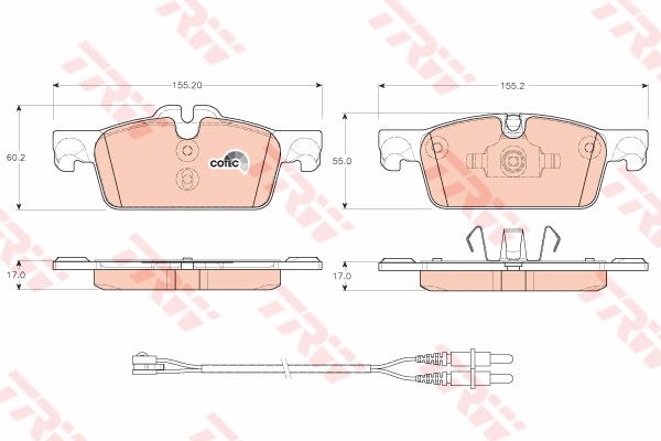 Kit de plaquettes de frein, frein à disque COTEC