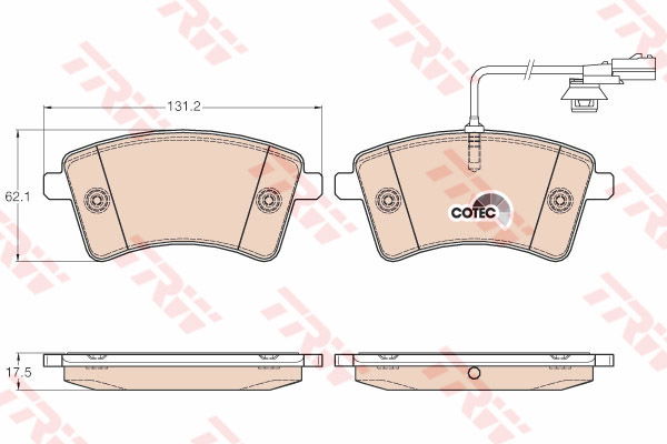 Kit de plaquettes de frein, frein à disque COTEC