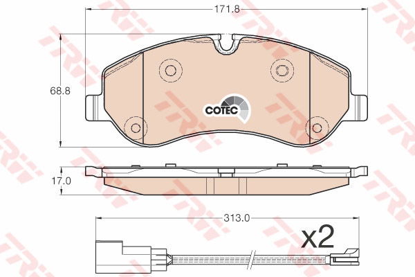 Kit de plaquettes de frein, frein à disque COTEC