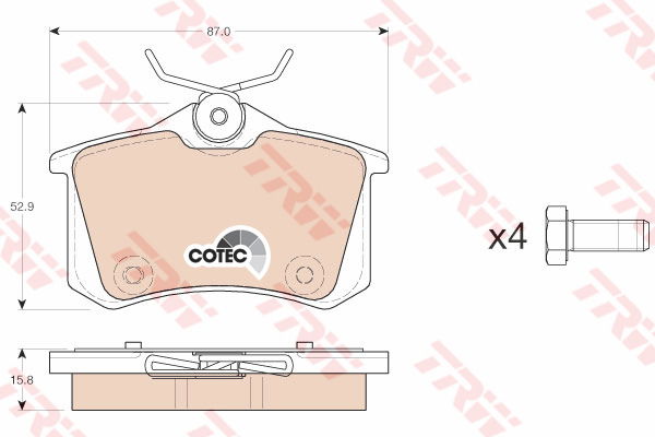 Kit de plaquettes de frein, frein à disque COTEC