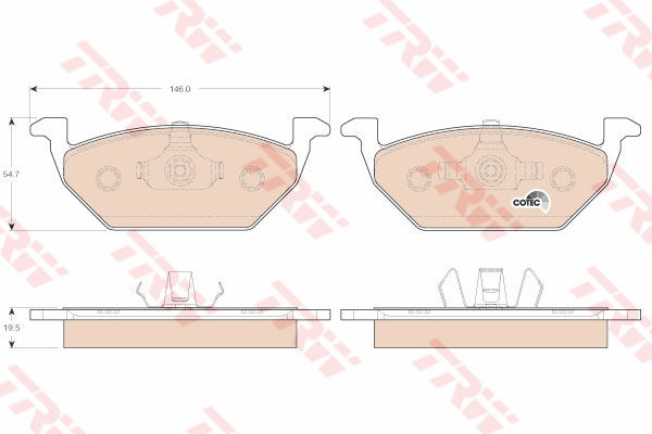 Kit de plaquettes de frein, frein à disque COTEC