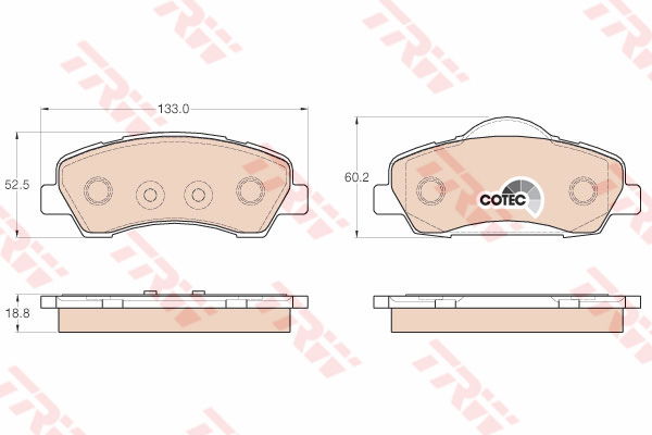 Kit de plaquettes de frein, frein à disque COTEC