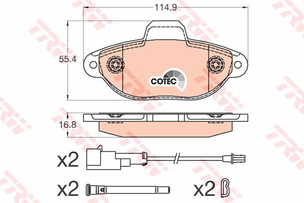 Kit de plaquettes de frein, frein à disque COTEC