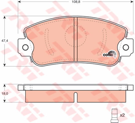 Kit de plaquettes de frein, frein à disque COTEC