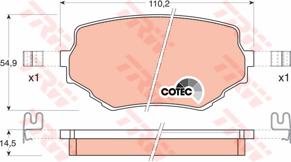 Kit de plaquettes de frein, frein à disque COTEC