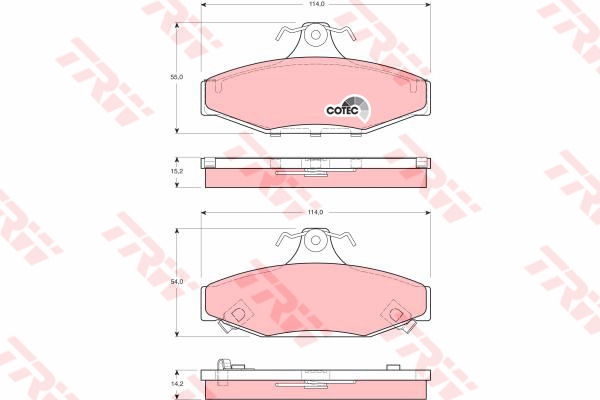 Kit de plaquettes de frein, frein à disque COTEC