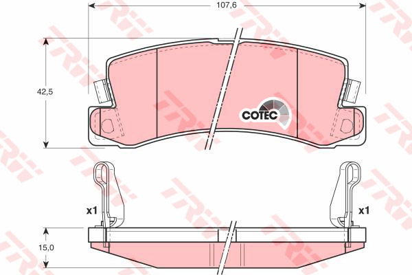 Kit de plaquettes de frein, frein à disque COTEC