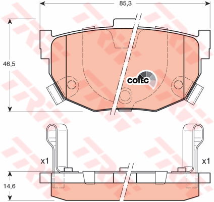 Kit de plaquettes de frein, frein à disque COTEC