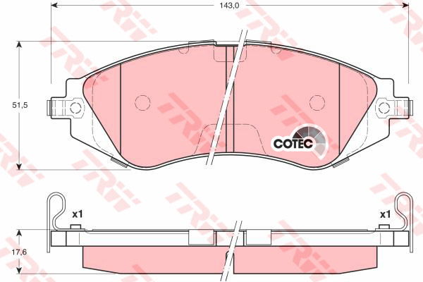 Kit de plaquettes de frein, frein à disque COTEC