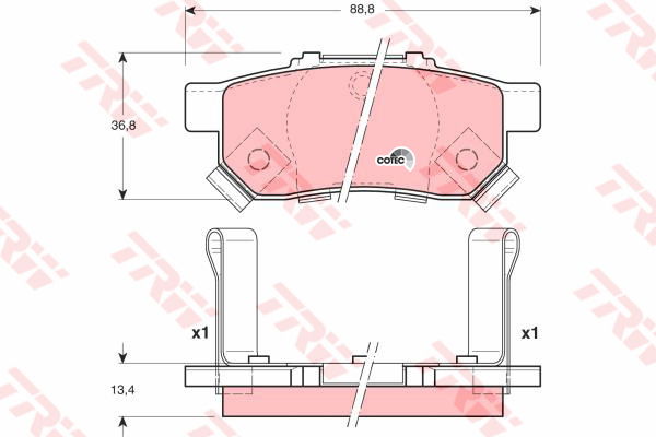 Kit de plaquettes de frein, frein à disque COTEC