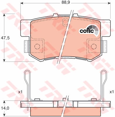 Kit de plaquettes de frein, frein à disque COTEC